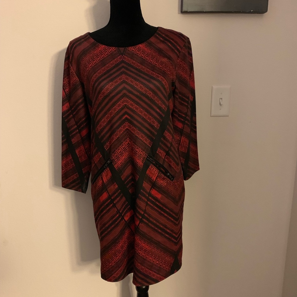 Buffalo David Bitton Women’s Black and Red Chevron Dress